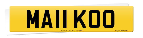 Registration number MA11 KOO